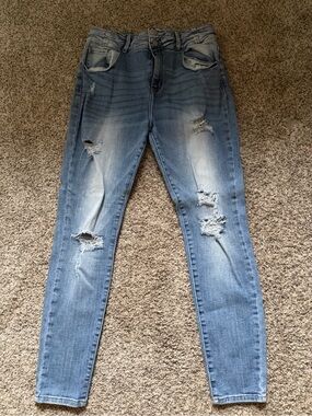 KanCan Light Blue Distressed High-Rise Skinny Jeans